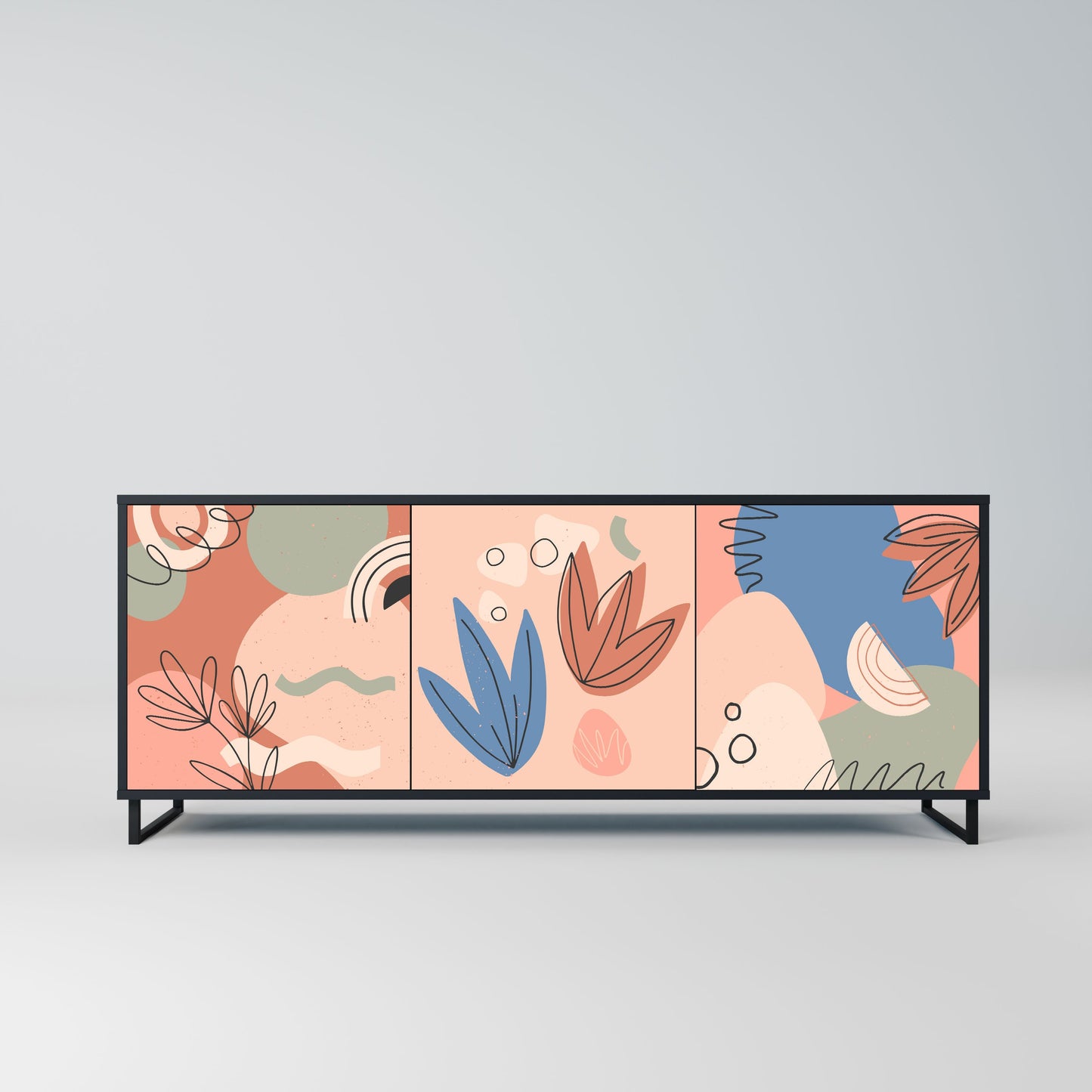 PASTEL DESTINY 3-Door Sideboard in Black Finish