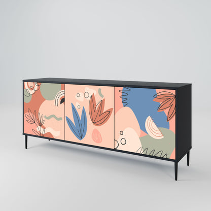 PASTEL DESTINY 3-Door Sideboard in Black Finish