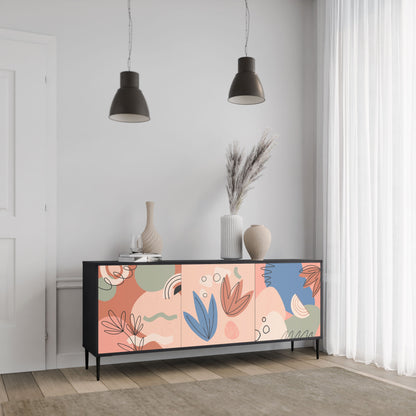 PASTEL DESTINY 3-Door Sideboard in Black Finish