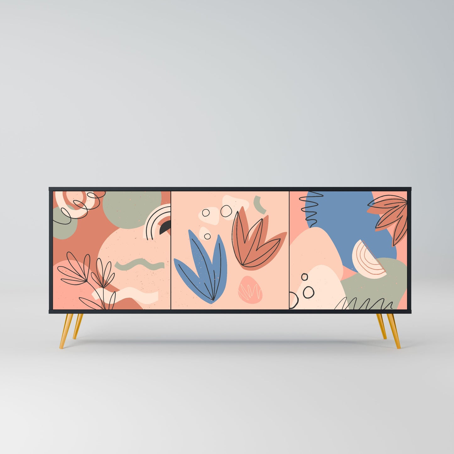 PASTEL DESTINY 3-Door Sideboard in Black Finish