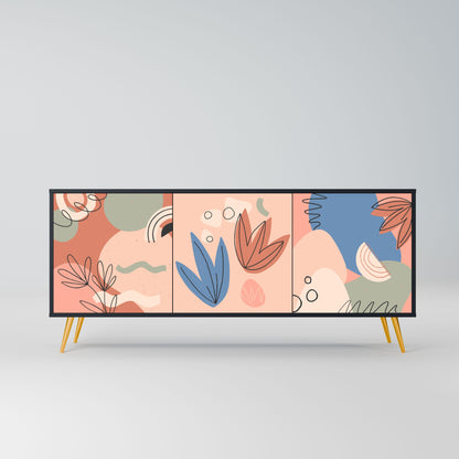 PASTEL DESTINY 3-Door Sideboard in Black Finish