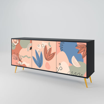 PASTEL DESTINY 3-Door Sideboard in Black Finish
