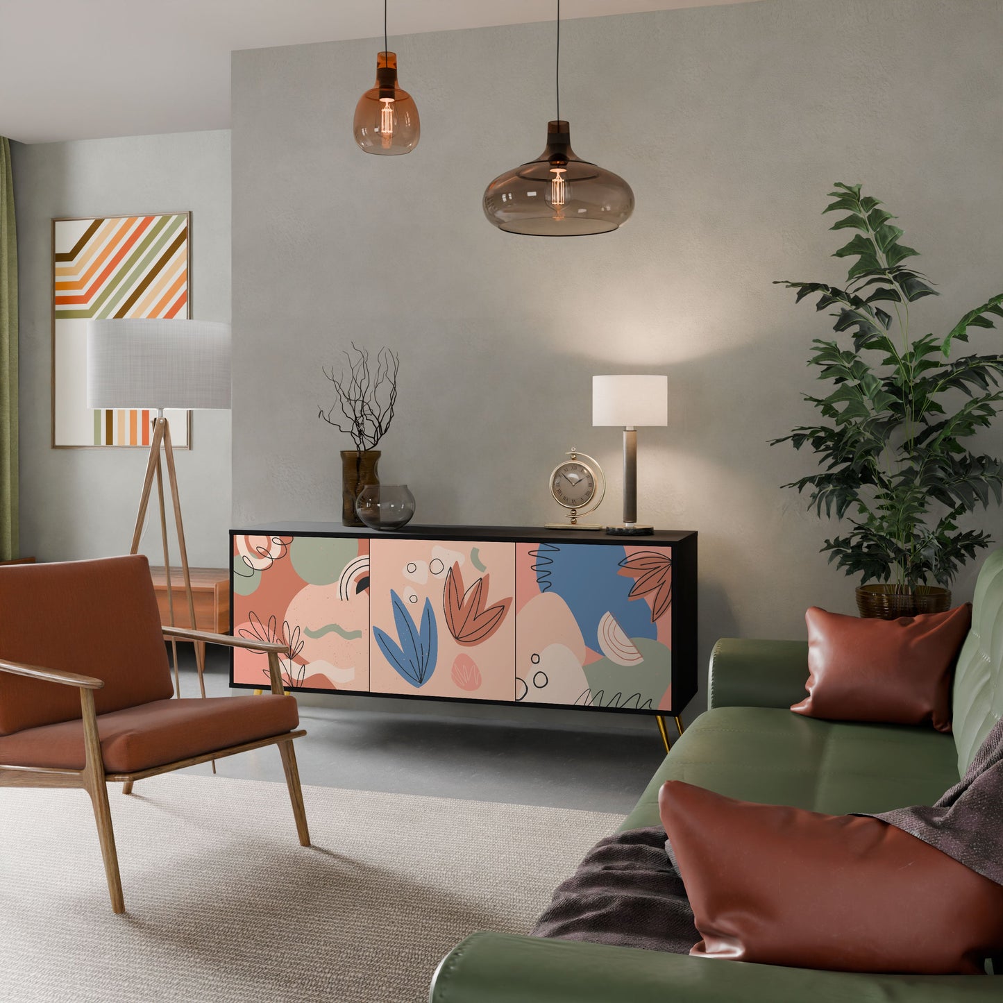 PASTEL DESTINY 3-Door Sideboard in Black Finish