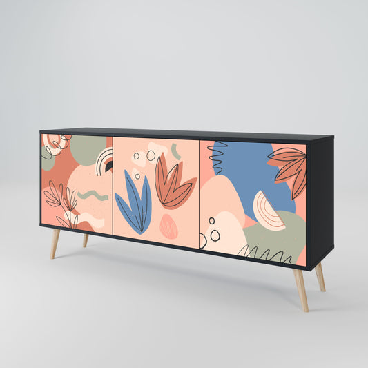 PASTEL DESTINY 3-Door Sideboard in Black Finish