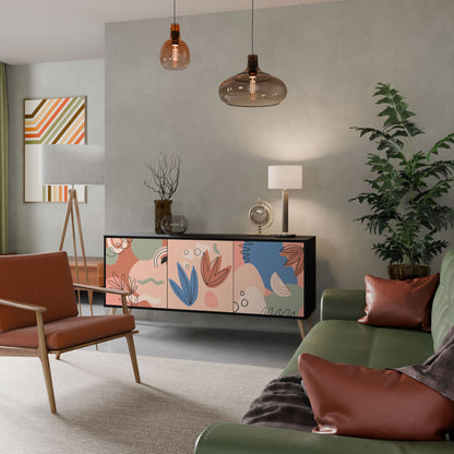 PASTEL DESTINY 3-Door Sideboard in Black Finish