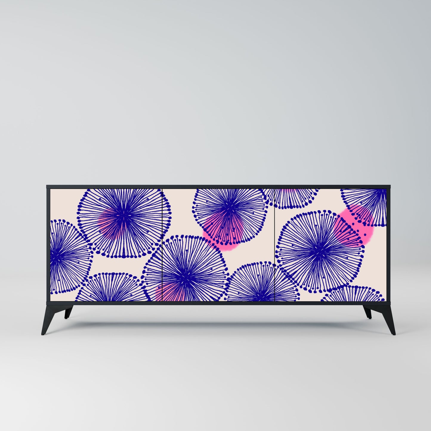 MAGIC NATURE 3-Door Sideboard in Black Finish