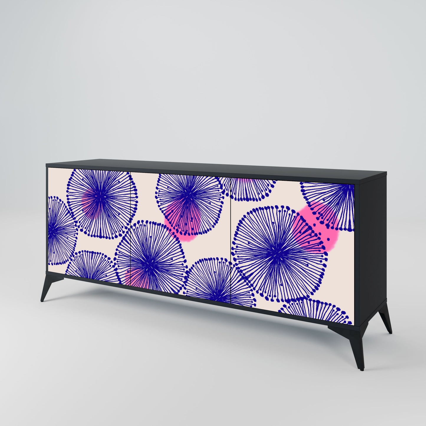 MAGIC NATURE 3-Door Sideboard in Black Finish