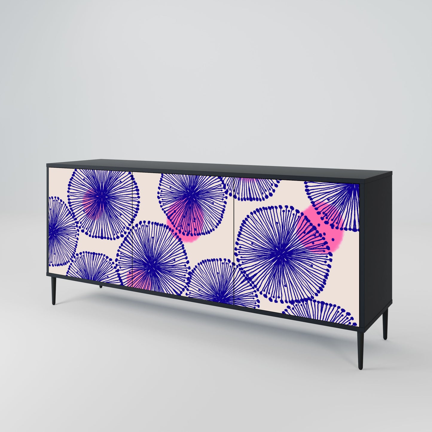 MAGIC NATURE 3-Door Sideboard in Black Finish