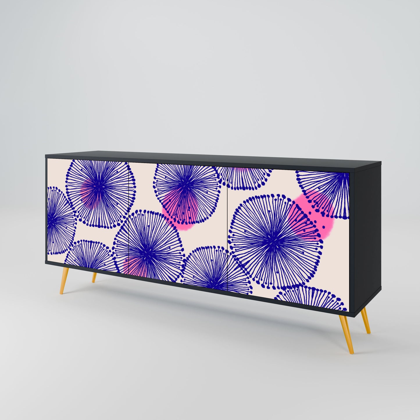 MAGIC NATURE 3-Door Sideboard in Black Finish