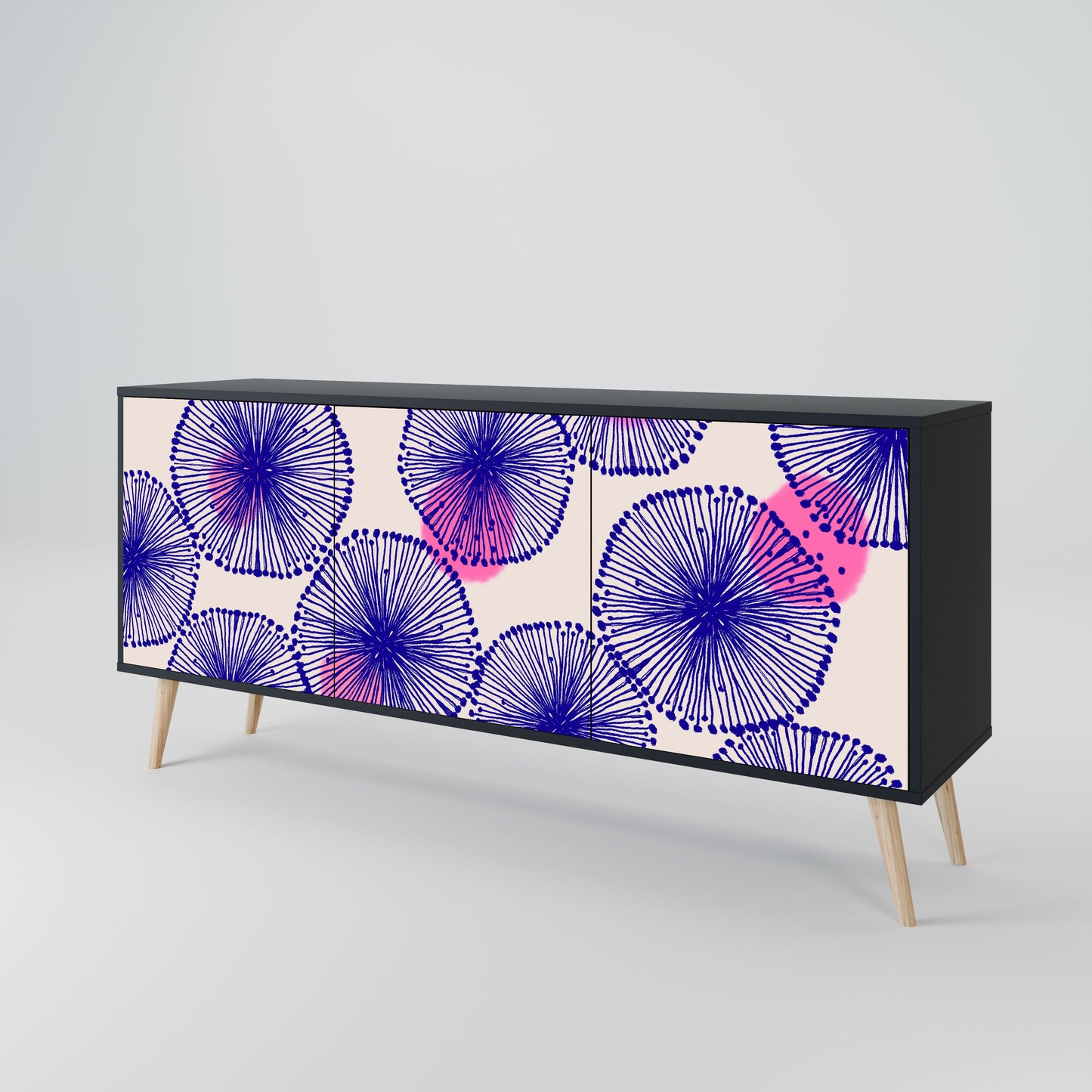 MAGIC NATURE 3-Door Sideboard in Black Finish