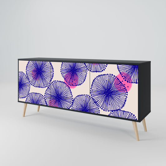 MAGIC NATURE 3-Door Sideboard in Black Finish