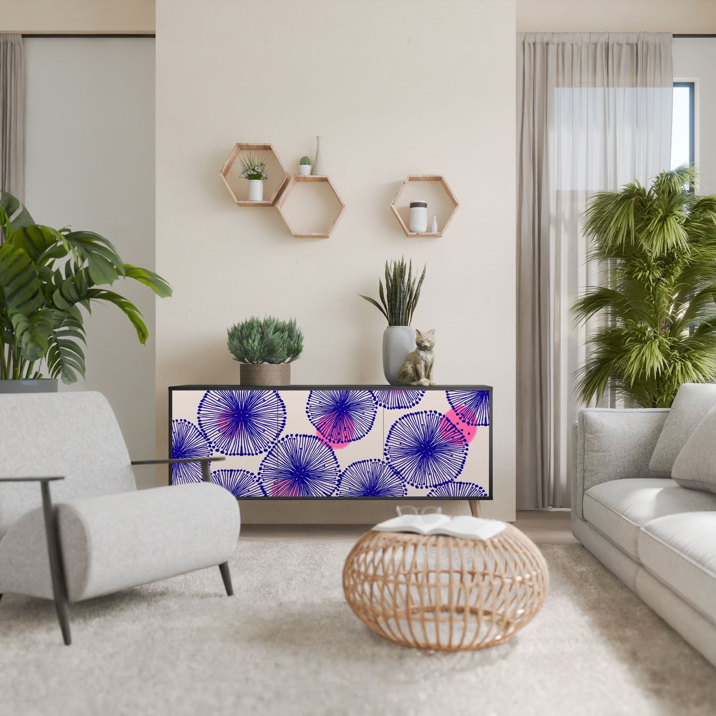 MAGIC NATURE 3-Door Sideboard in Black Finish