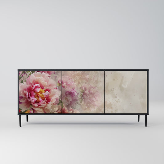 PEONY WHISPER 3-Door Sideboard in Black Finish