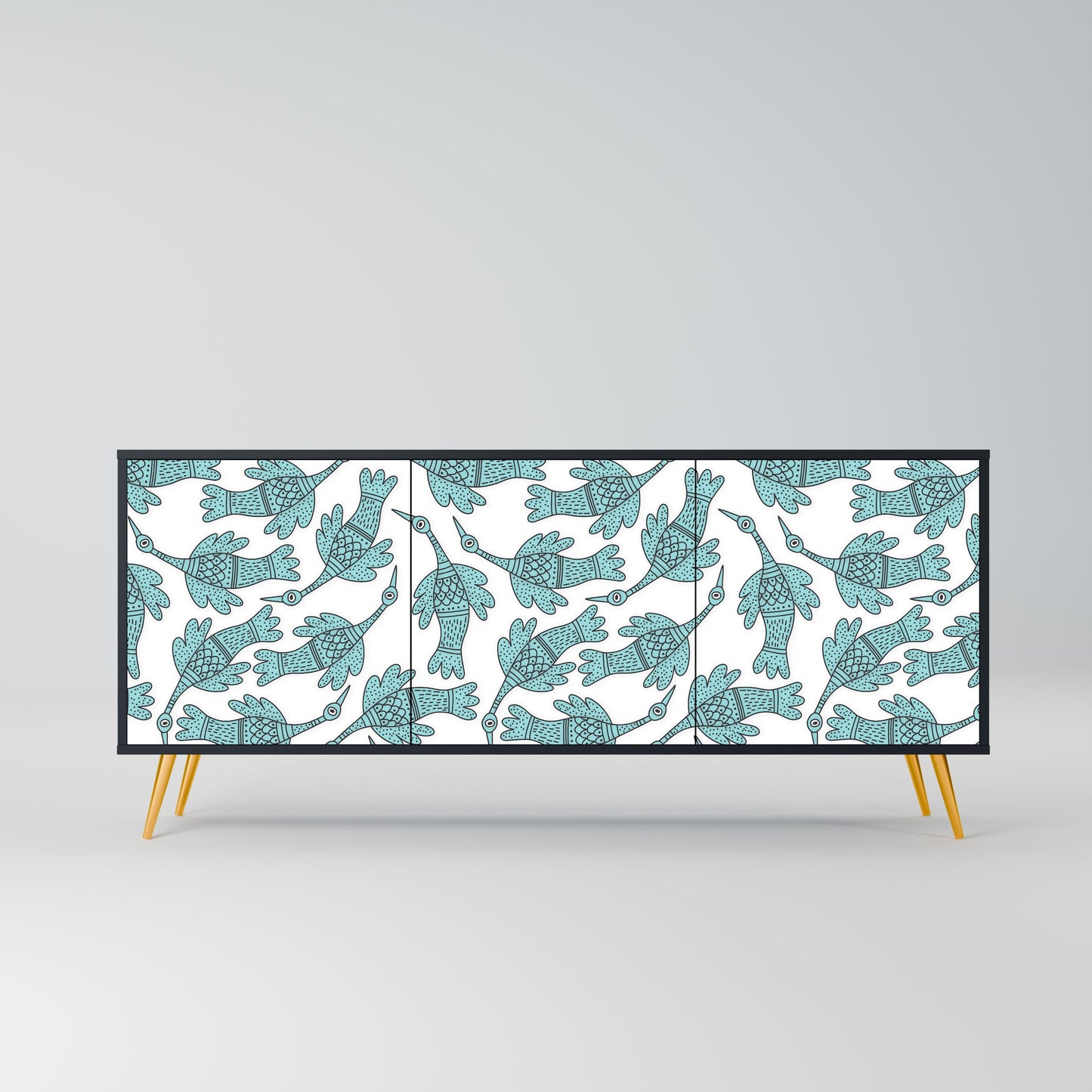 WATERSPOUT SONGIBIRD 3-Door Sideboard in Black Finish