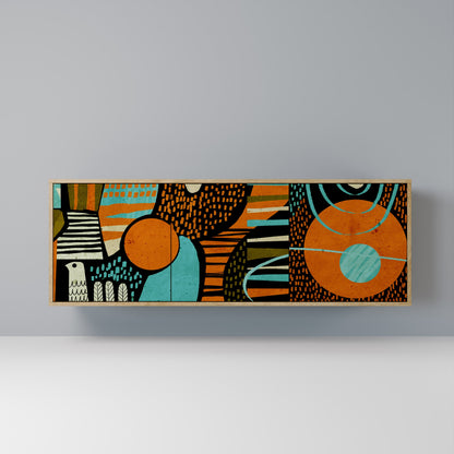 GEODE GLIMMER 3-Door Sideboard in Oak Effect