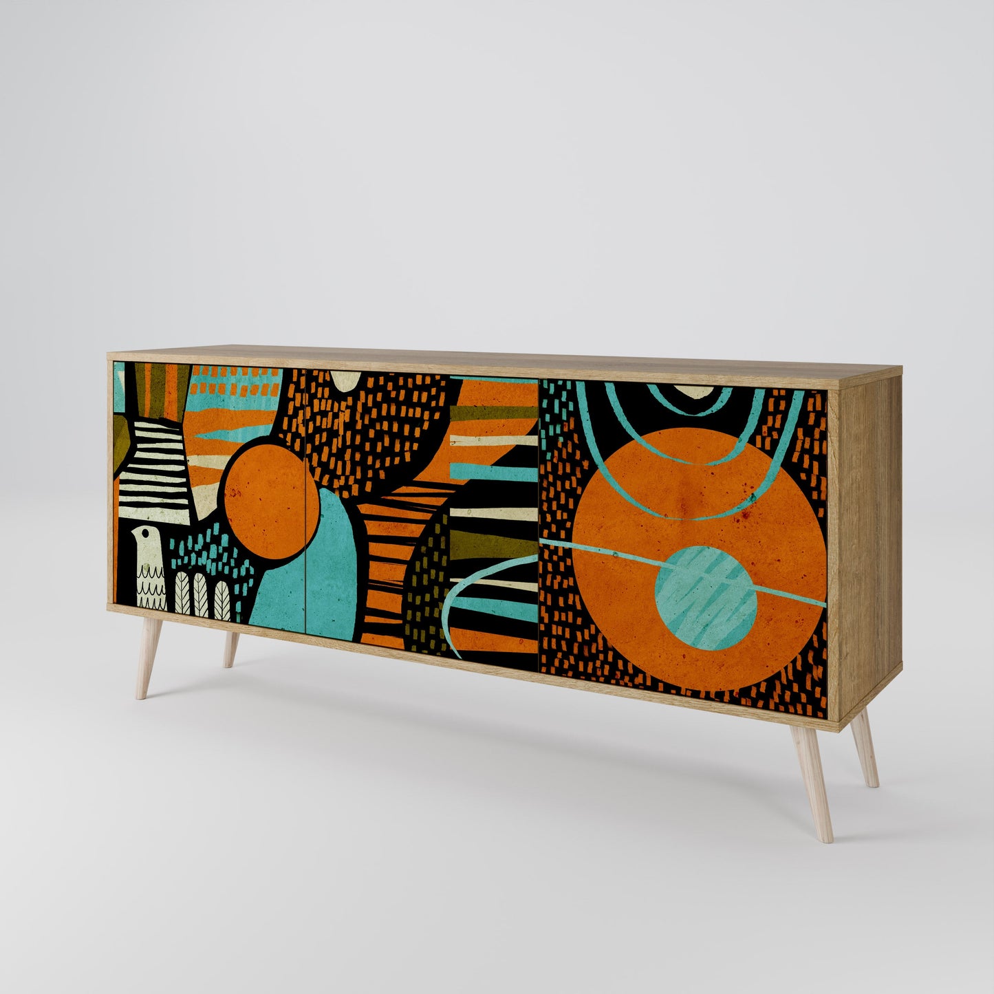 GEODE GLIMMER 3-Door Sideboard in Oak Effect