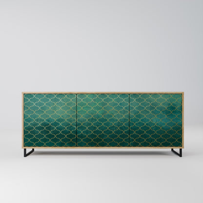 TESSELATED GREENERY 3-Door Sideboard in Oak Effect