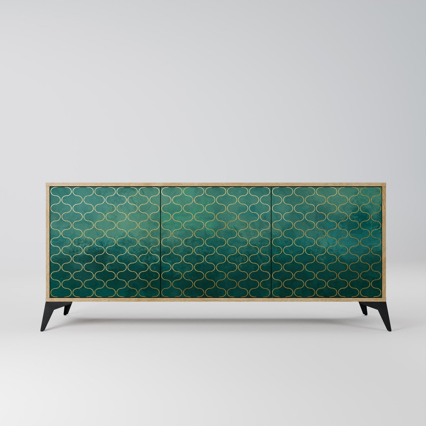TESSELATED GREENERY 3-Door Sideboard in Oak Effect