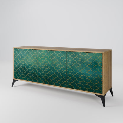 TESSELATED GREENERY 3-Door Sideboard in Oak Effect