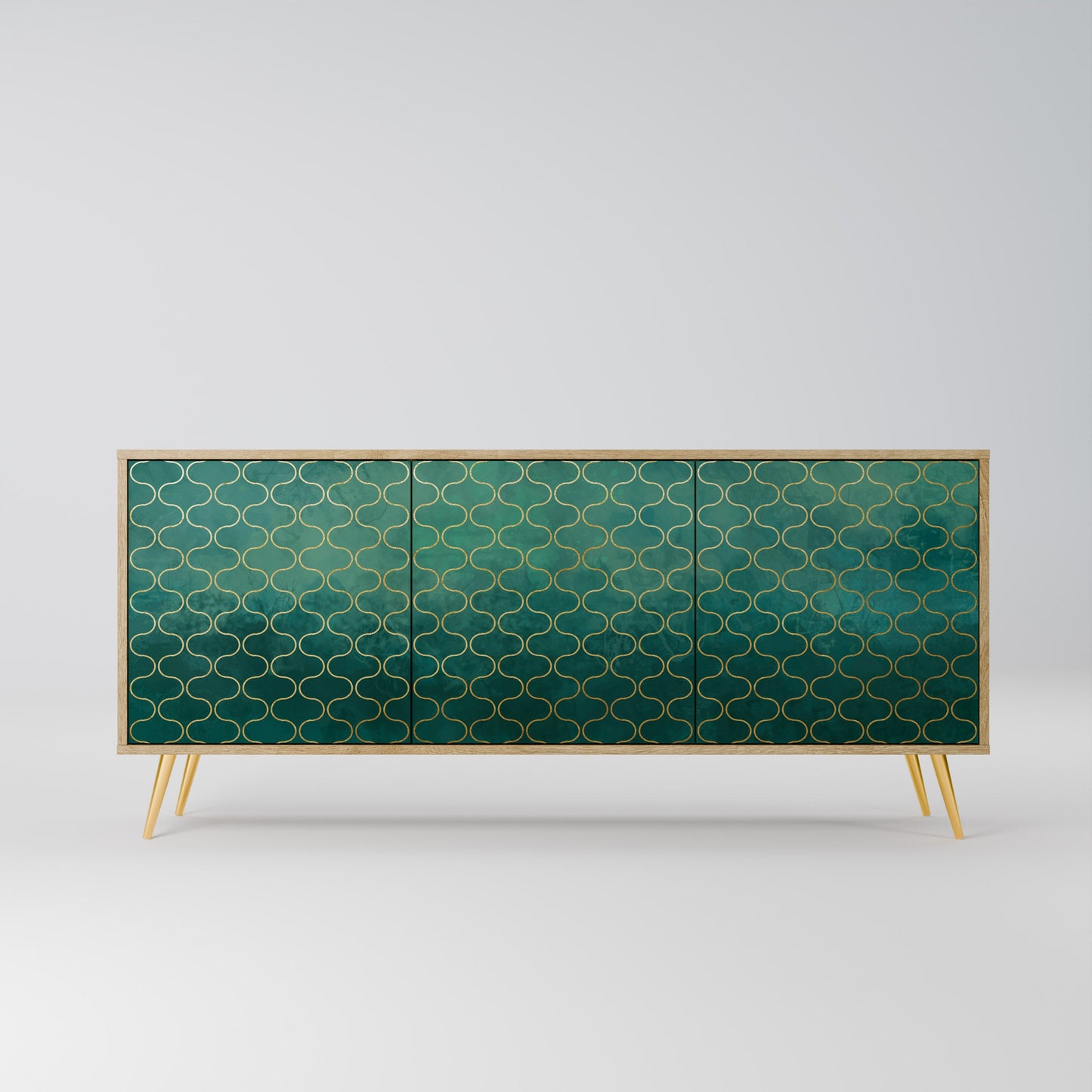 TESSELATED GREENERY 3-Door Sideboard in Oak Effect