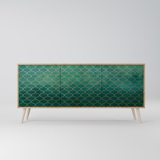 TESSELATED GREENERY 3-Door Sideboard in Oak Effect