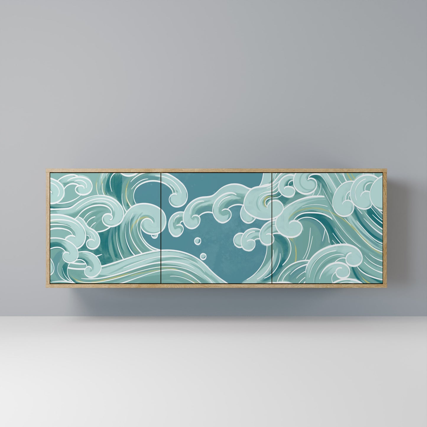 ASIAN SWAY 3-Door Sideboard in Oak Effect