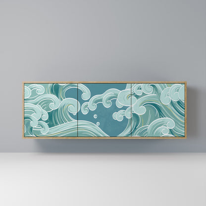 ASIAN SWAY 3-Door Sideboard in Oak Effect