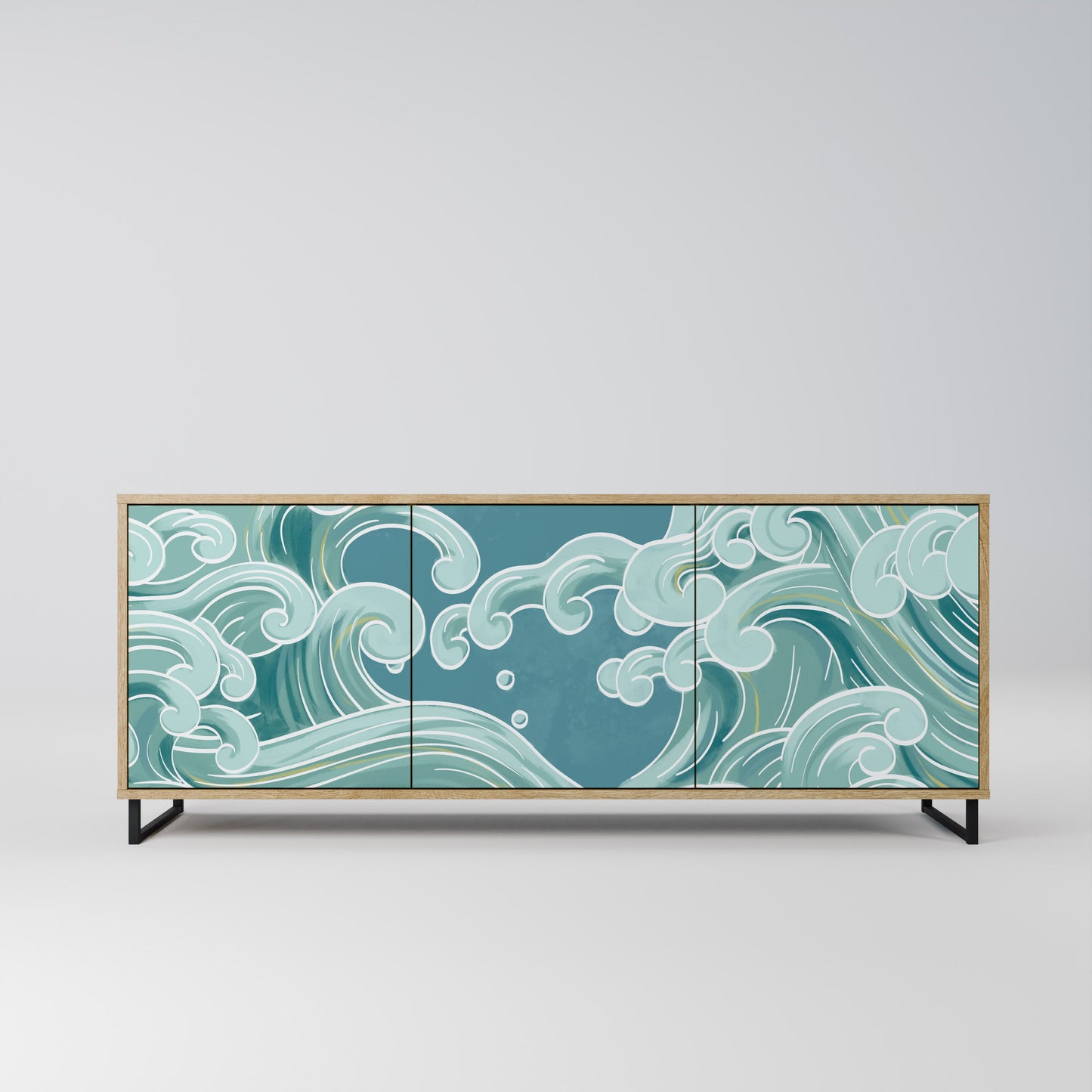 ASIAN SWAY 3-Door Sideboard in Oak Effect