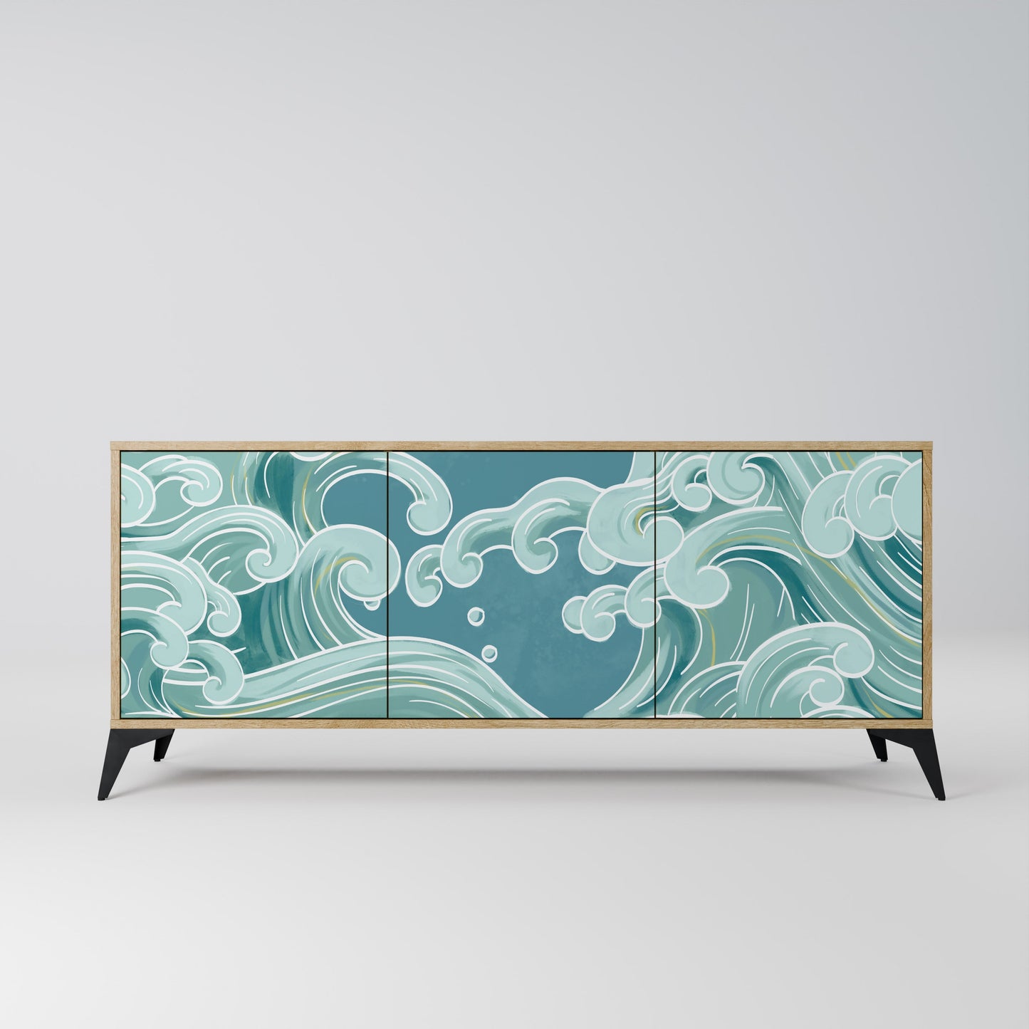 ASIAN SWAY 3-Door Sideboard in Oak Effect