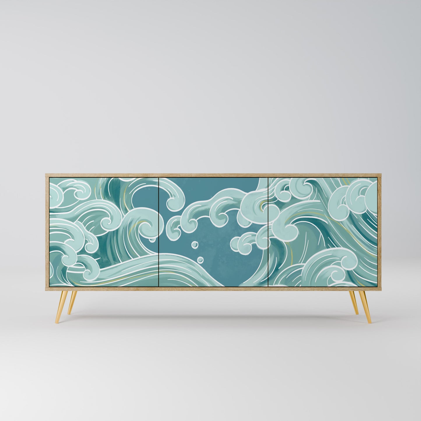 ASIAN SWAY 3-Door Sideboard in Oak Effect