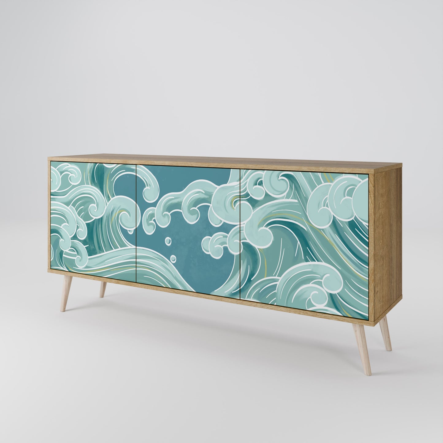 ASIAN SWAY 3-Door Sideboard in Oak Effect