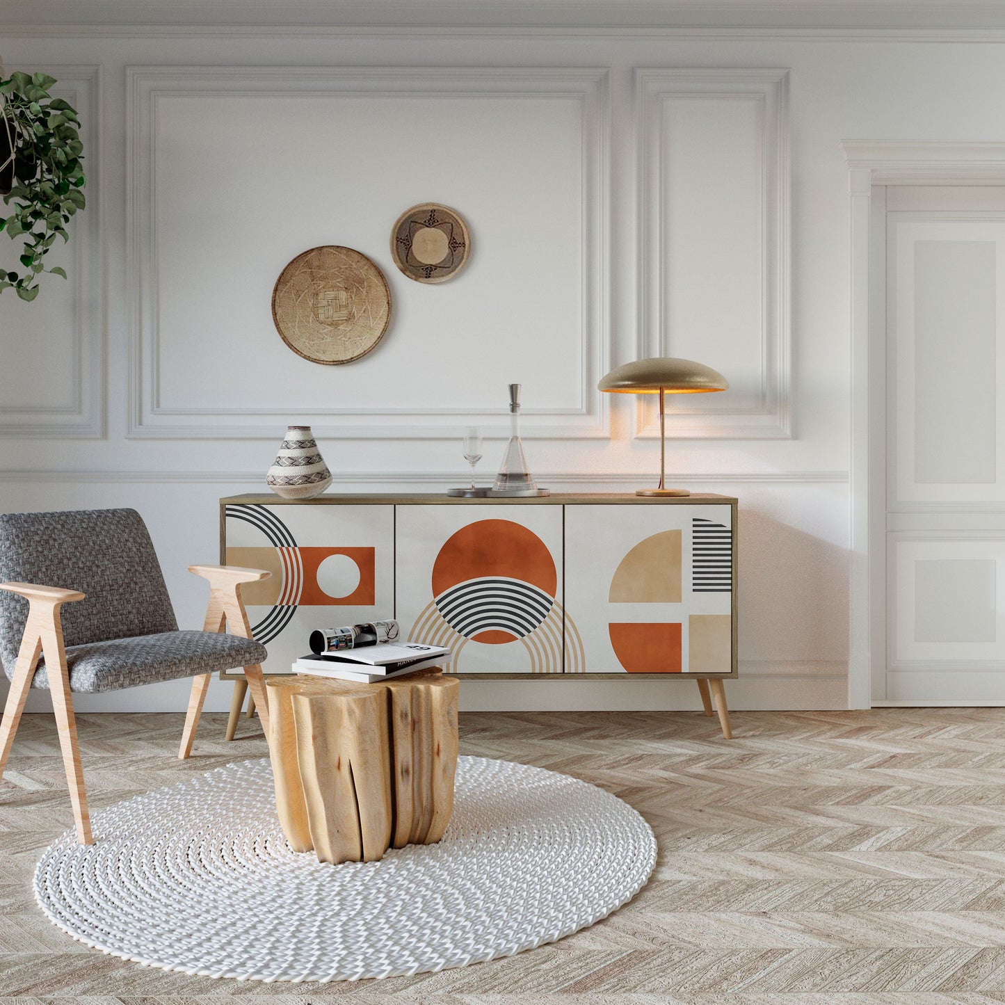 SPACE AROUND 3-Door Sideboard in Oak Effect