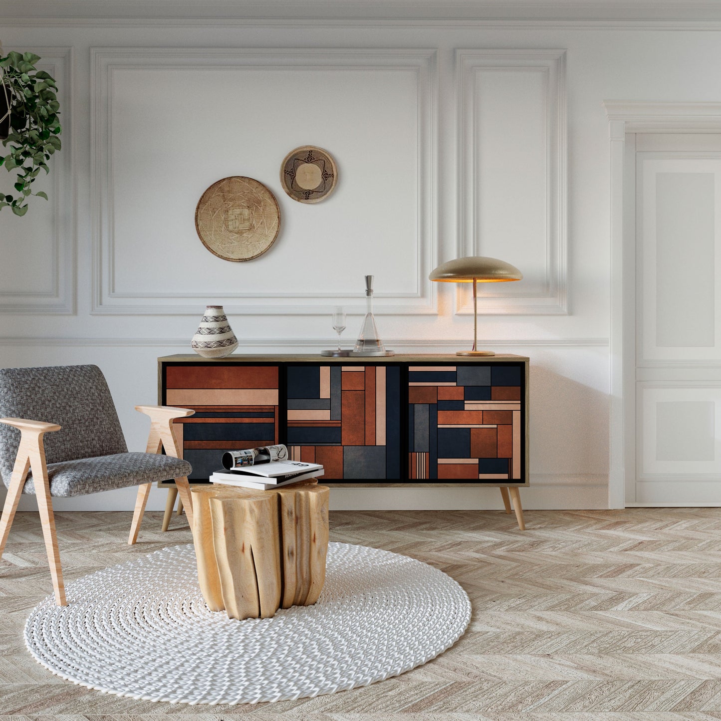 INTREPID FORMATION 3-Door Sideboard in Oak Effect
