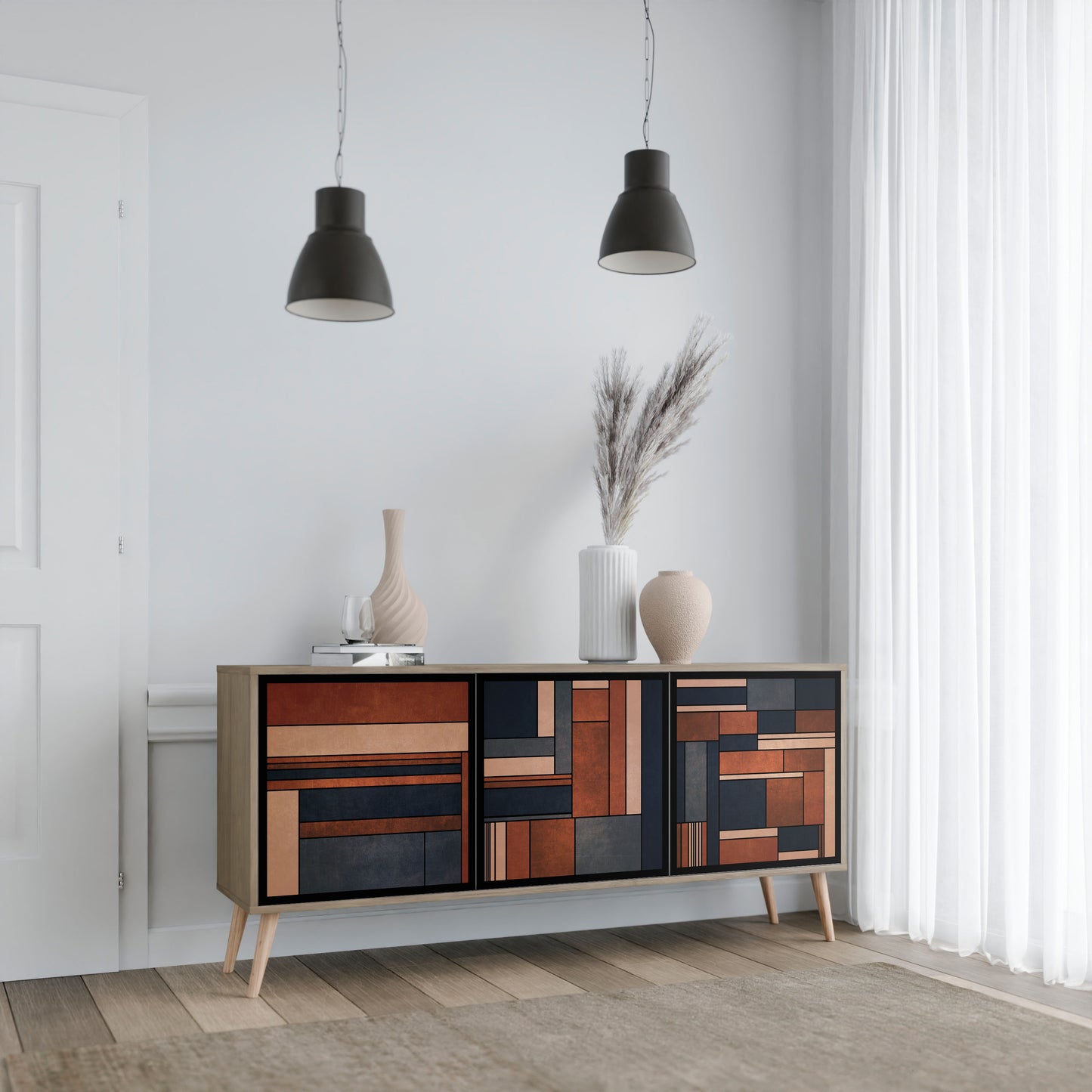 INTREPID FORMATION 3-Door Sideboard in Oak Effect