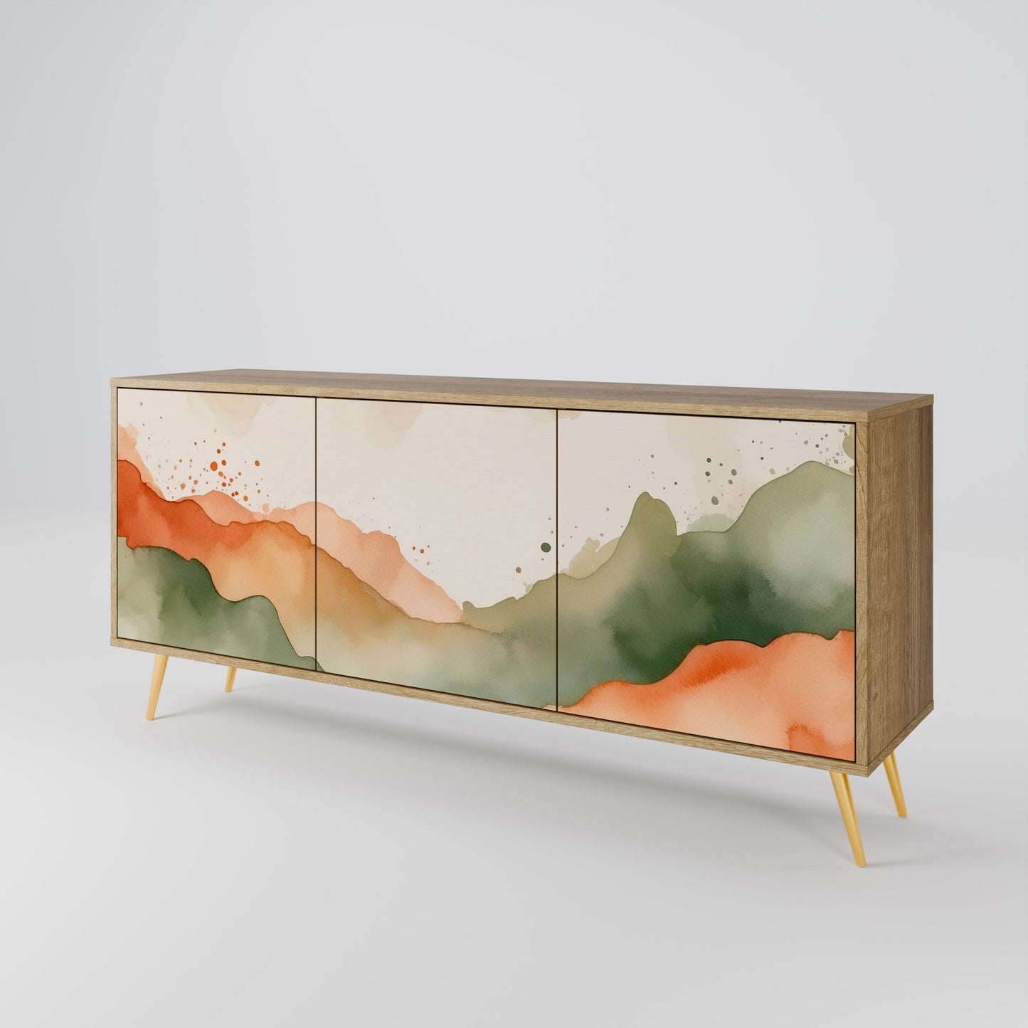 WATERCOLOUR PEAKS 3-Door Sideboard in Oak Effect