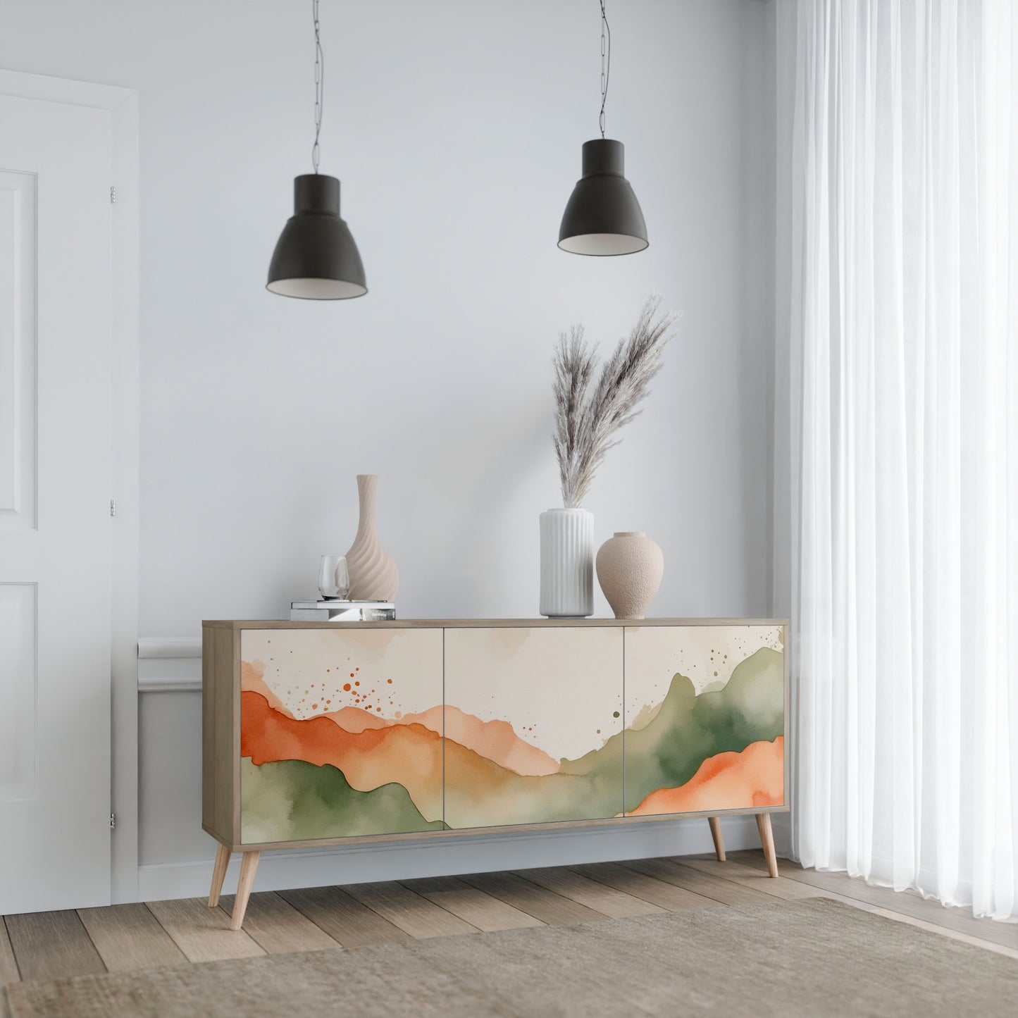 WATERCOLOUR PEAKS 3-Door Sideboard in Oak Effect
