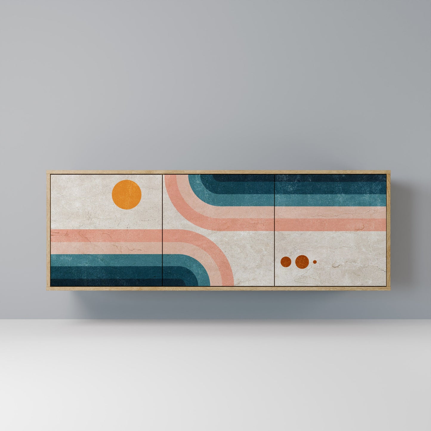 TWO HALVES 3-Door Sideboard in Oak Effect