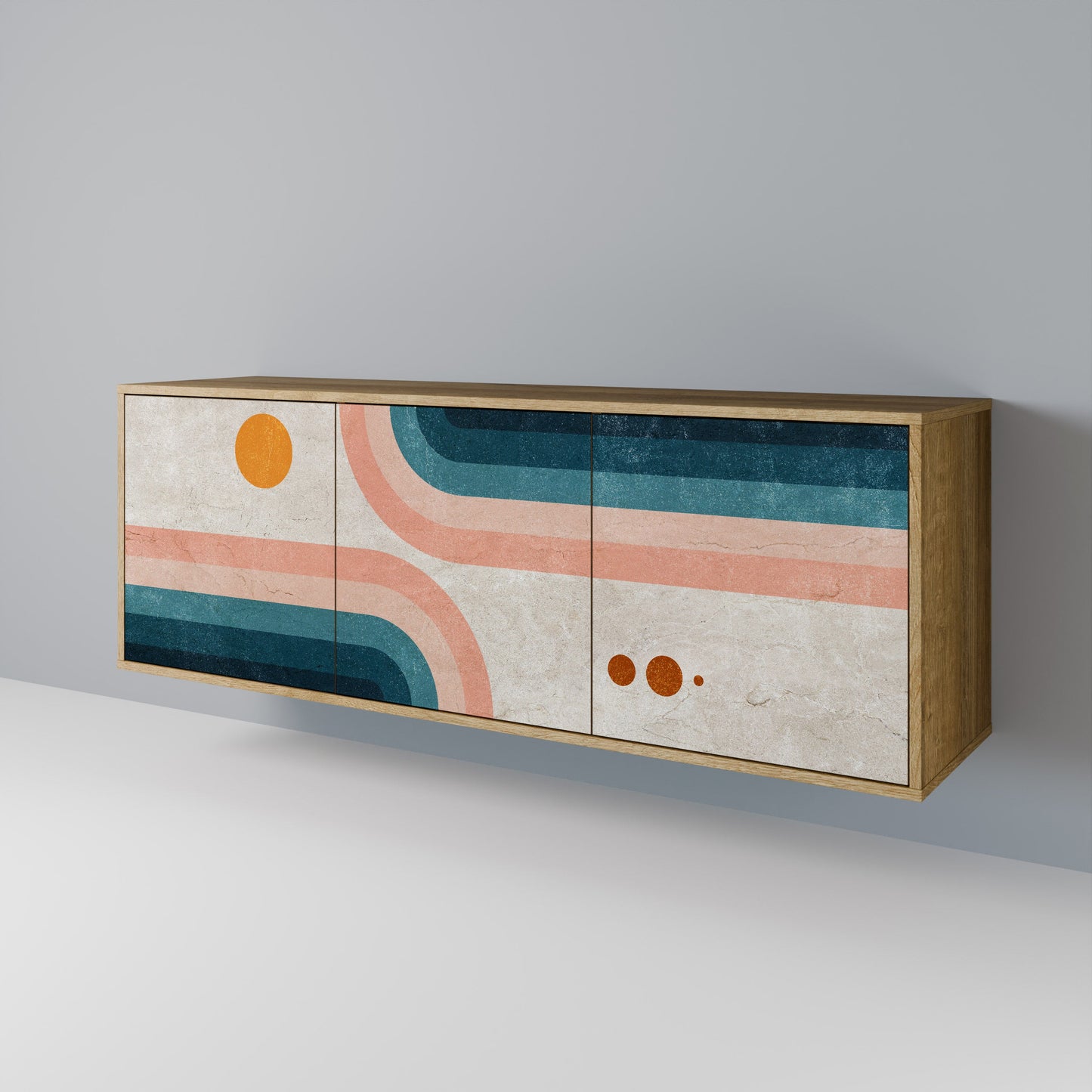 TWO HALVES 3-Door Sideboard in Oak Effect