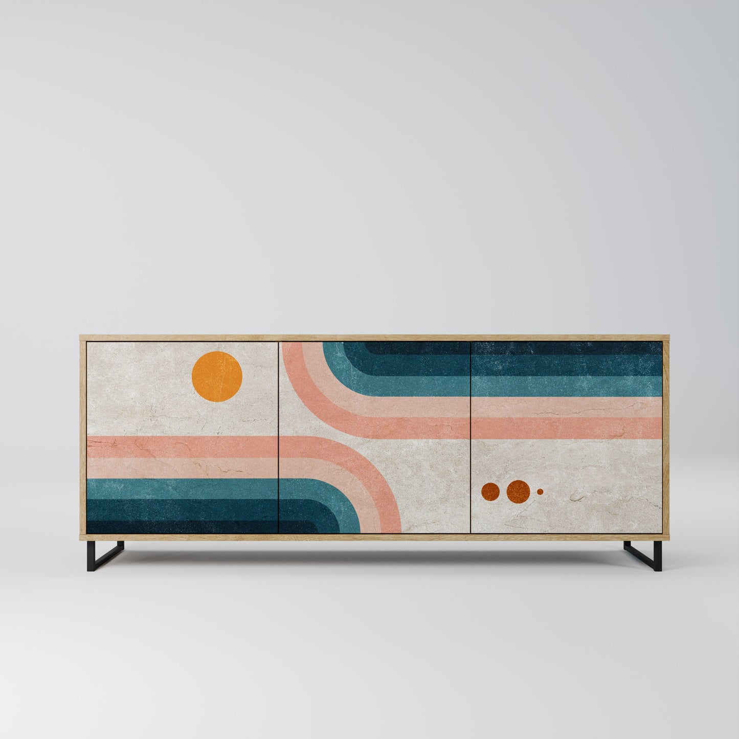 TWO HALVES 3-Door Sideboard in Oak Effect