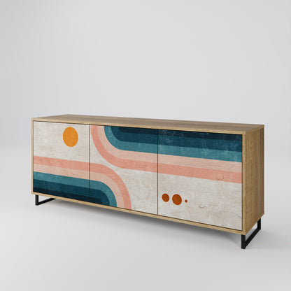 TWO HALVES 3-Door Sideboard in Oak Effect