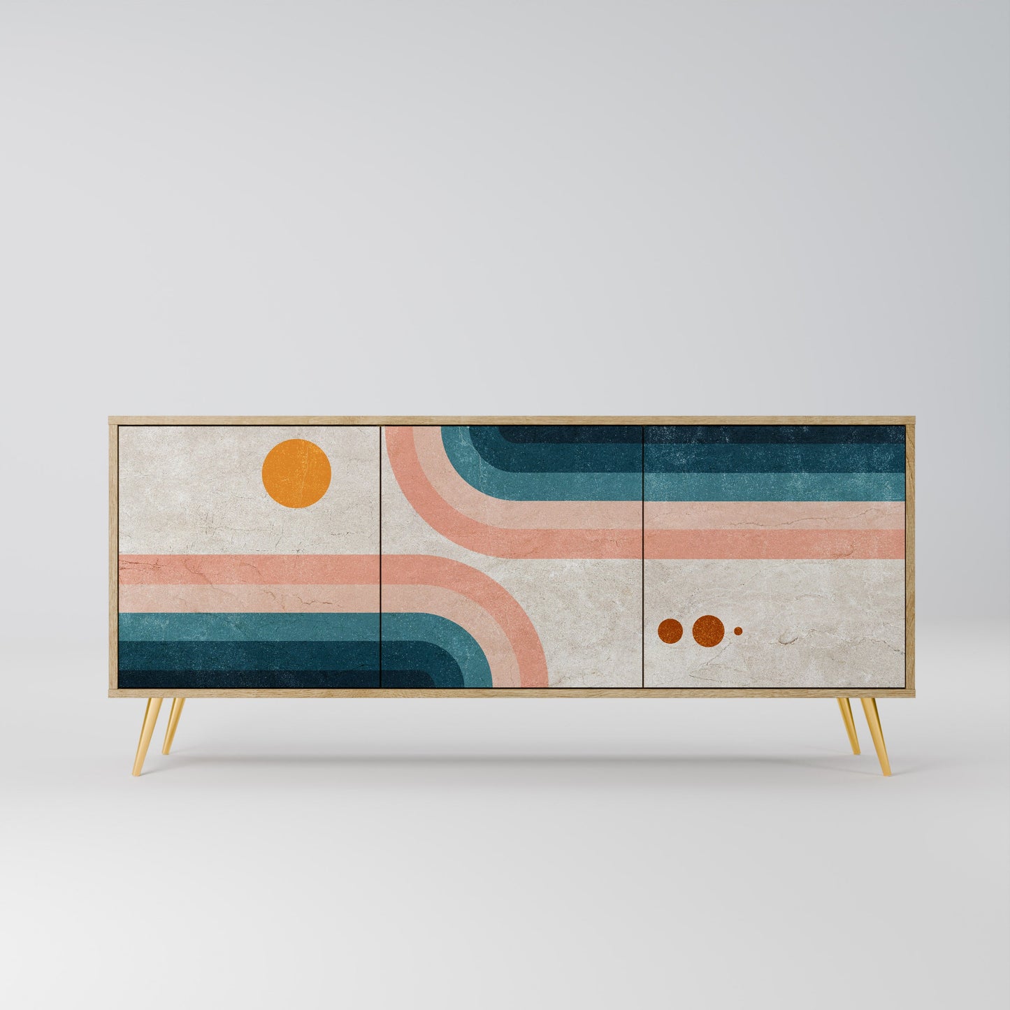 TWO HALVES 3-Door Sideboard in Oak Effect