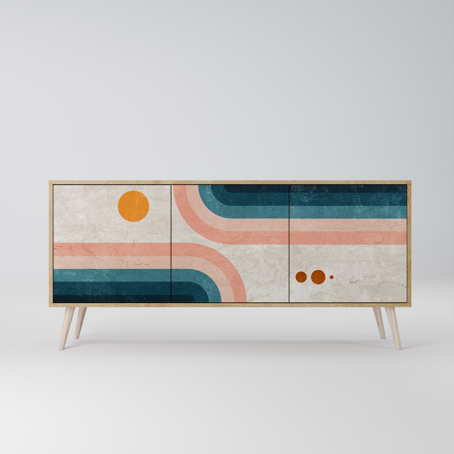 TWO HALVES 3-Door Sideboard in Oak Effect