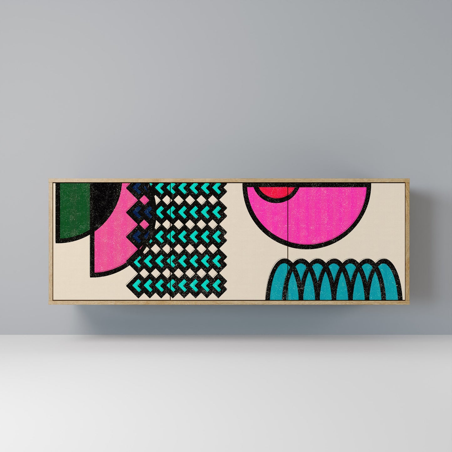 GEOMETRIC RHAPSODY 3-Door Sideboard in Oak Effect