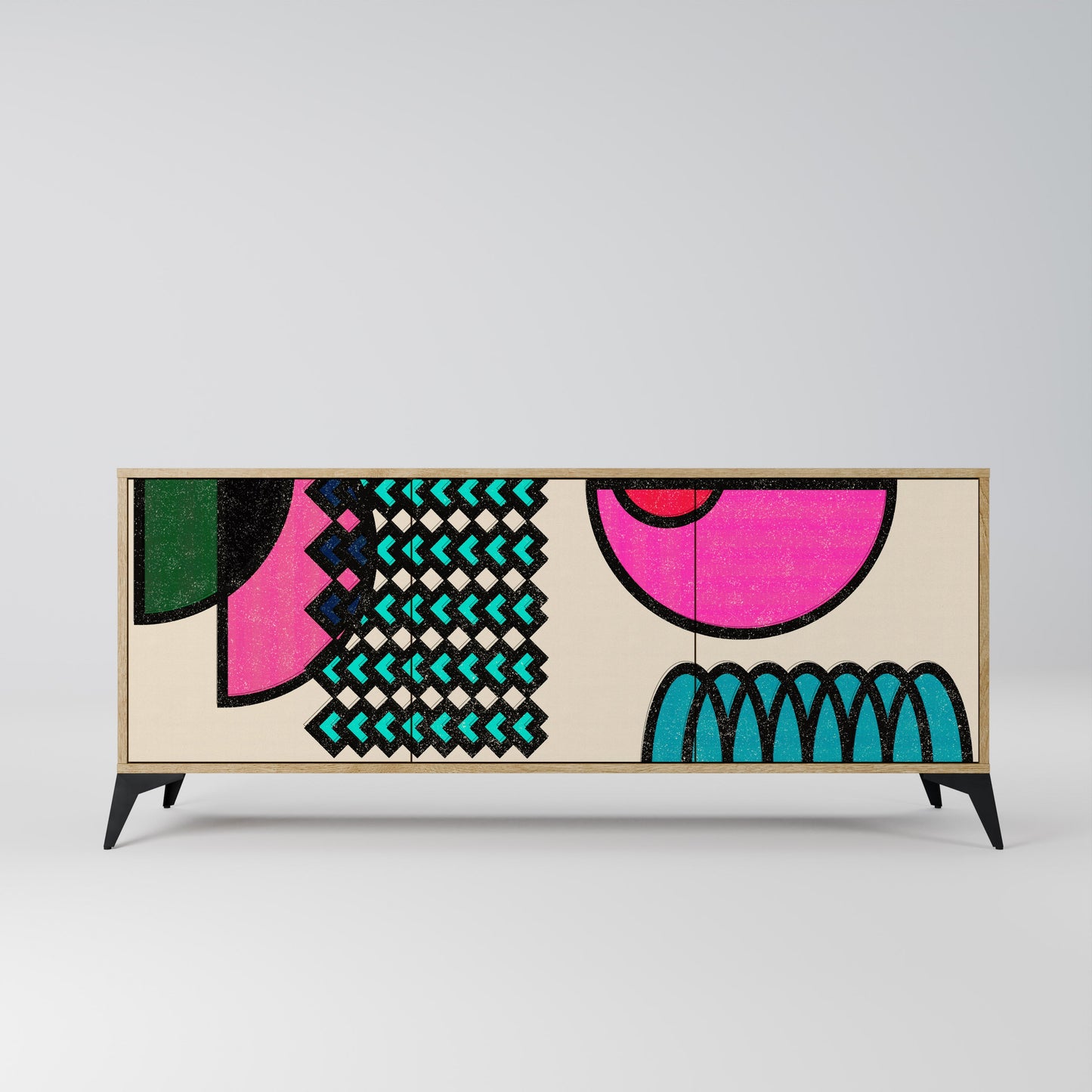 GEOMETRIC RHAPSODY 3-Door Sideboard in Oak Effect