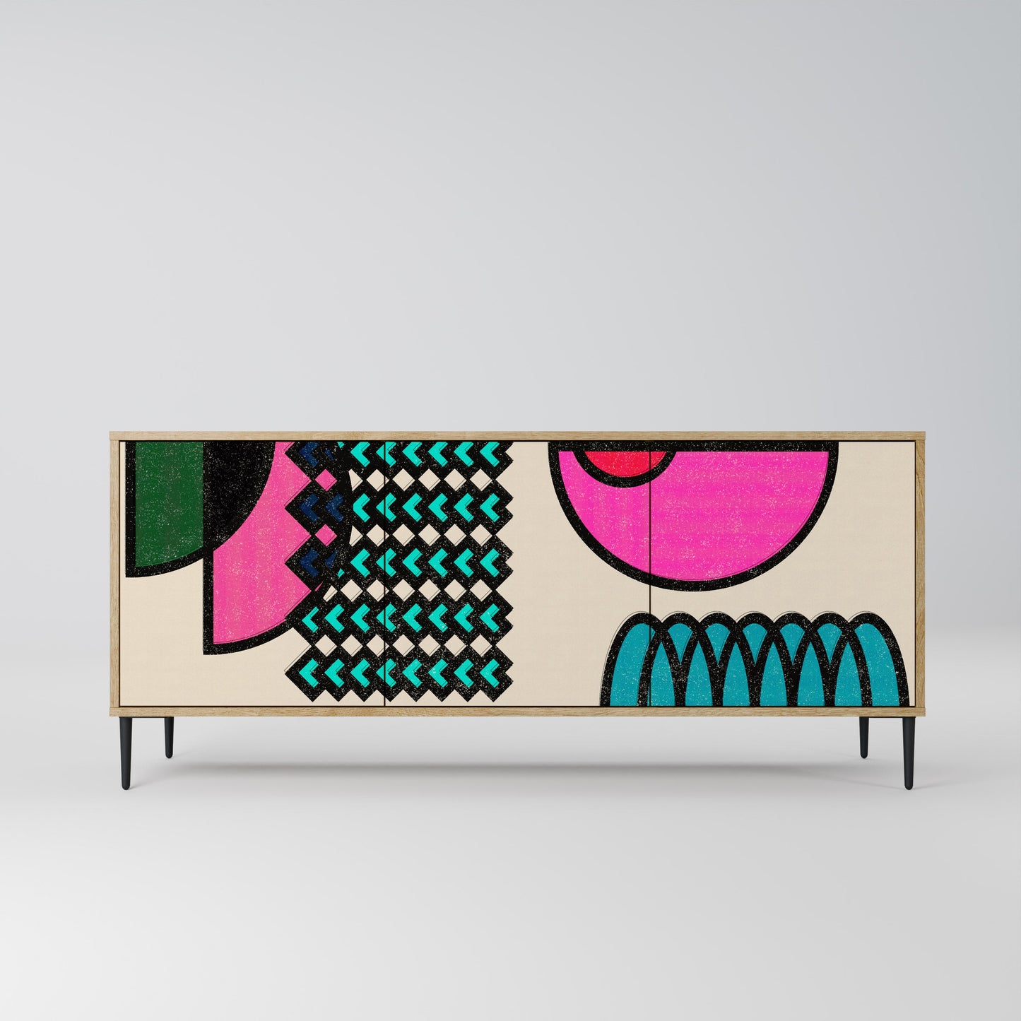 GEOMETRIC RHAPSODY 3-Door Sideboard in Oak Effect