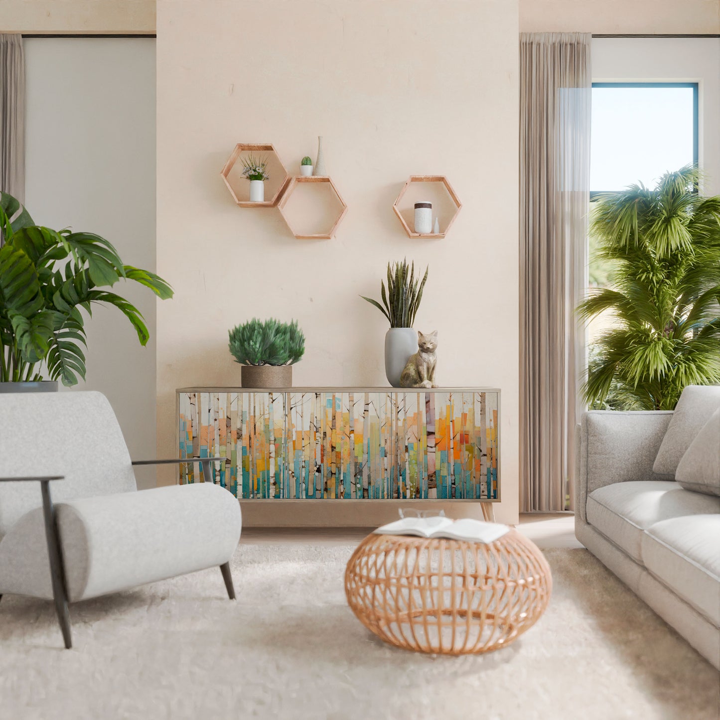 BIRCH KALEIDOSCOPE 3-Door Sideboard in Oak Effect