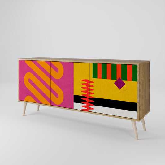 VIVID ART 3-Door Sideboard in Oak Effect