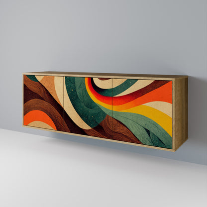 COLORFUL STRANDS 3-Door Sideboard in Oak Effect
