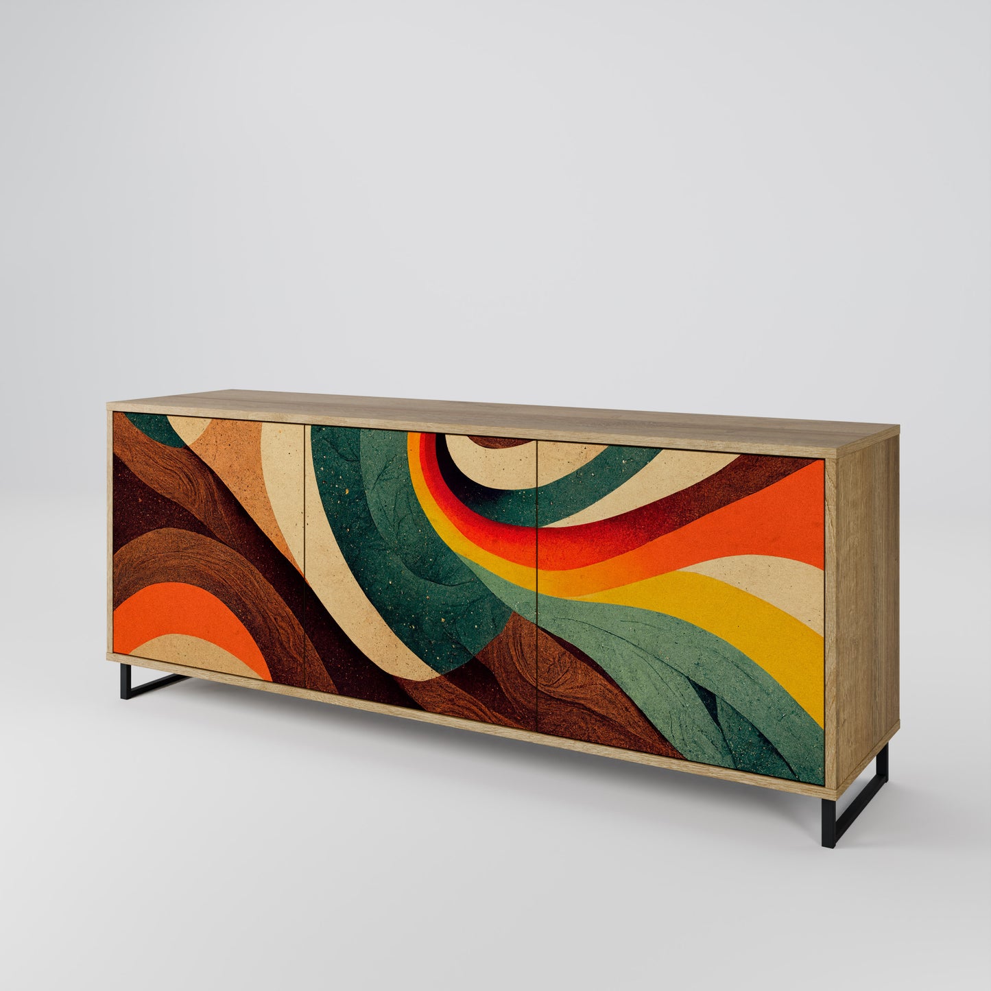 COLORFUL STRANDS 3-Door Sideboard in Oak Effect