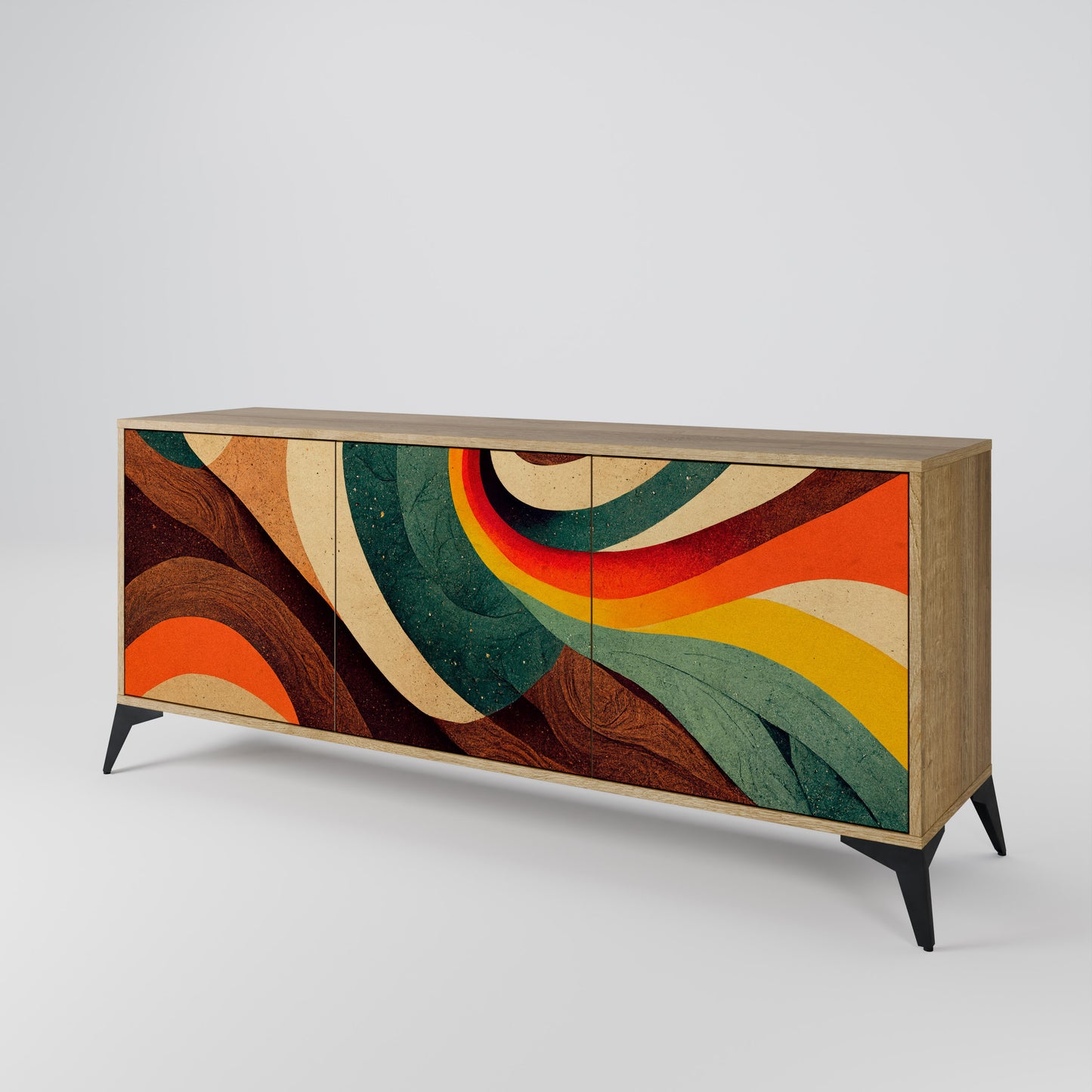 COLORFUL STRANDS 3-Door Sideboard in Oak Effect